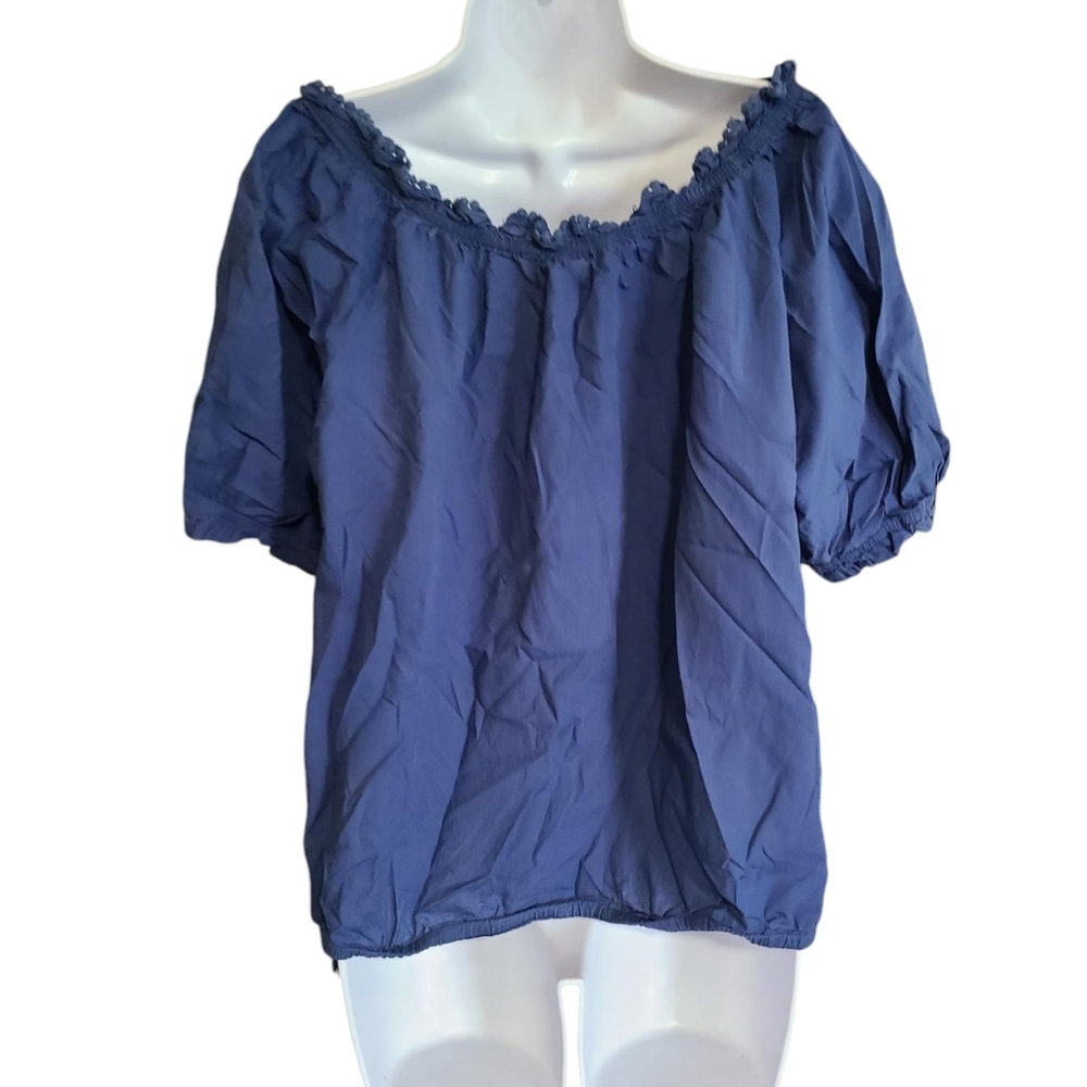 NYGARD blue peasant top waist tie L - Picture 2 of 5